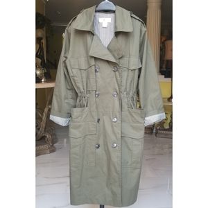 Olive Green F  Cargo pockets trench cut coat